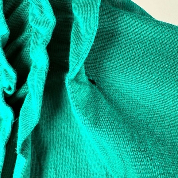 Lane Bryant Green Supima Cotton Pleated Ruffle Pullover V Neck Top - Picture 7 of 8